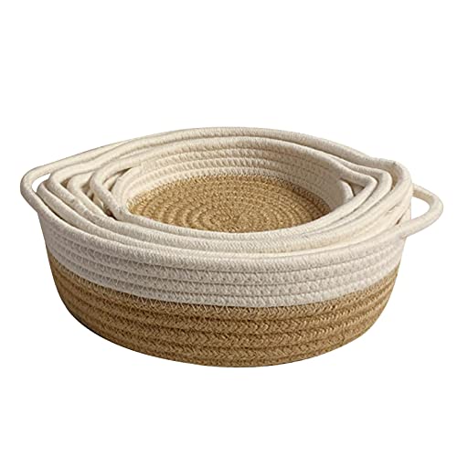 Cesta De Corda De Algodão - 5 Peças, Cestas De Corda De Algodão 100 Natural Com Alças, Usadas Para C