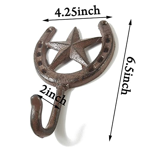 Ronyoung Cast Iron Star Horseshoe Single Wall Hook(Dark Brown) #TOP1