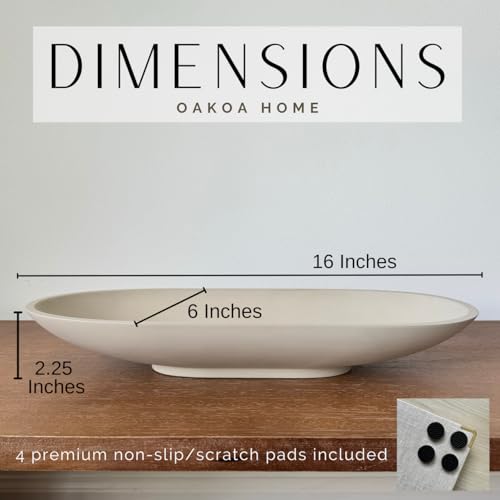 OAKOA Concrete Large Decorative Bowl - Large Dough Bowl for Decor Bowl - Long Decorative Bowls for Home Decor - Pedestal Bowl - Centerpiece Bowl - Coffee Table Bowl - Image 6