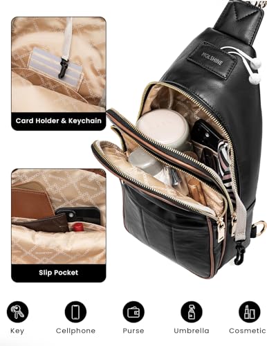 molshine Sling Crossbody Bag, Fashion Chest, Casual PU Leather Shoulder Bag for Women Work Travel Hiking Cycling4
