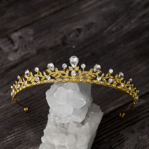 Sweetv Crystal Wedding Tiara For Bride & Flower Girls - Princess Tiara Headband Pageant Crown, Bridal Hair Jewelry For Women And Girls, Gold #TOP3