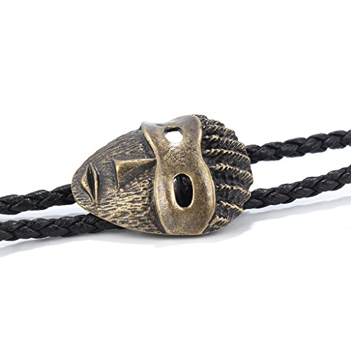 gazechimp Laço De Bolo Do Vintage Cowboy Ocidental Bolo Laço Liga Máscara Preto PU Couro Gravata