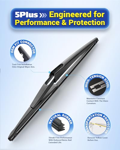 Image of 5 PLUS 12 inch Rear Wiper Blade Replacement for Nissan 2025-2008 Rogue / 2024-2018 Kicks / 2017-2011 Juke / 2020-2013 Pathfinder BACK Windshield Wiper Blade,OEM Quality Original Equipment Replacement