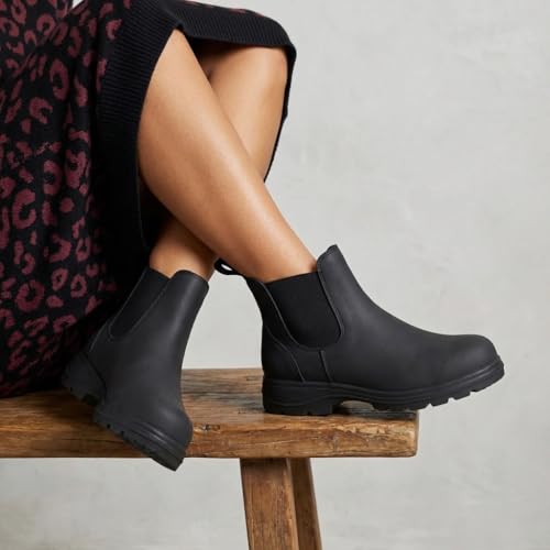 Image of CUSHIONAIRE Women's Britain Chelsea Boots, Soft Vegan Leather, Non-Slip Sole, Memory Foam, Back Pull Tab, Ankle Boots for Women, Wide Widths