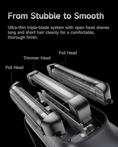 Image of Laifen P3 Pro 3-Blade Electric Shaver, Dual Linear High-Speed Motors 12,000 Cuts /Min, 100-Min Runtime, IPX7 Waterproof, Rechargeable Electric Razor for Men, Travel-Friendly (Space Gray Aluminum Alloy)