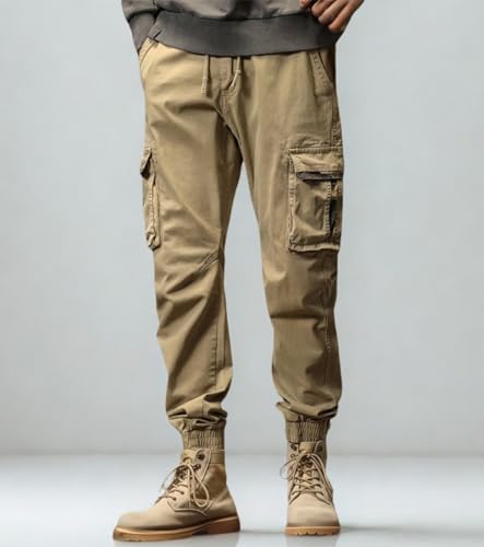 Image of L'MONTE Imported Cargo Joggers for Men | Cotton Cargo Pants for Men | Slim Fit Casual Jogger Pants | Elastic Waist Stretch Trousers