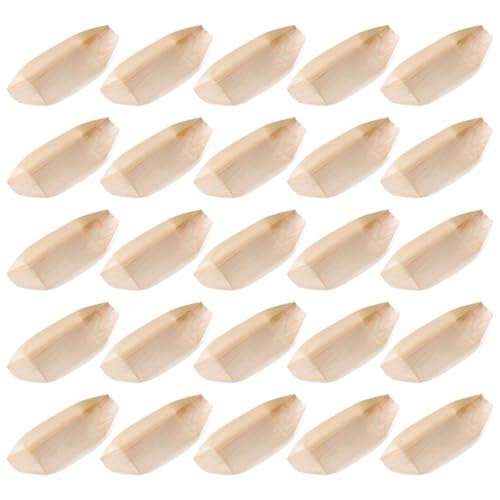 Platos desechables Zerodeko forma bote de madera 100 pcs miniatura 1
