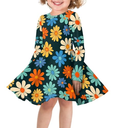 ZFRXIGN Cute Animal Print Girls Dresses Long Sleeve Kids A-Line Holiday Party Dress XS-3XL Novelty Swing Dress3