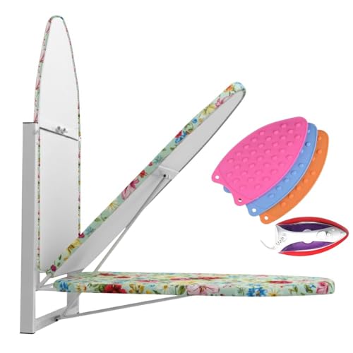 Image of CIPLA PLAST Wall Mount Ironing Table |Space-Saving & Foldable Mechanism | Wooden Surface | DIY Assembly | Easy-Release Lever, Removable Cotton Cover & Mounting Hardware With (Silicon Iron Resting Pad)