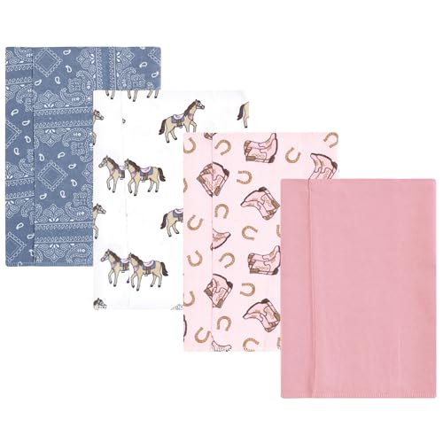 Luvable Friends Hudson Baby Flannel Burp Cloths 4pk, Western Cowgirl