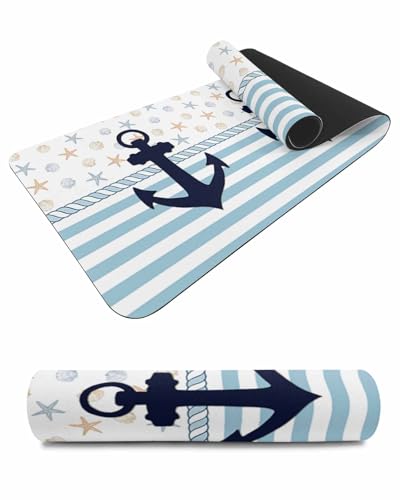 Debedcor Heat Proof Table Pads Waterproof Decorative, Christmas Anchor Non-Slip Table Countertop Protector, Coastal Starfish Shell Aqua Striped Insulation Mat for Kitchen Room, 40 x 12 Inches