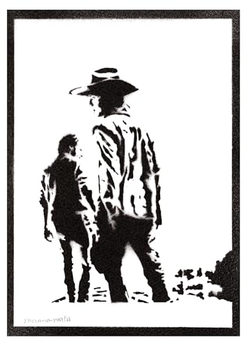 moreno-mata Carl y Rick Grimes Autentico Graffiti Hecho a Mano Handmade Poster Series TV TWD Laminas Decorativas Pared Cuadros Decoracion Salon Modernos Regalos Originales para Hombre y Mujer