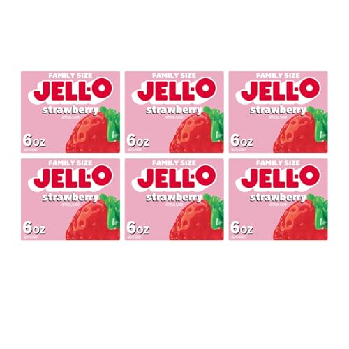 Jell-O Strawberry Gelatin Mix (6 oz Boxes, Pack of 6)