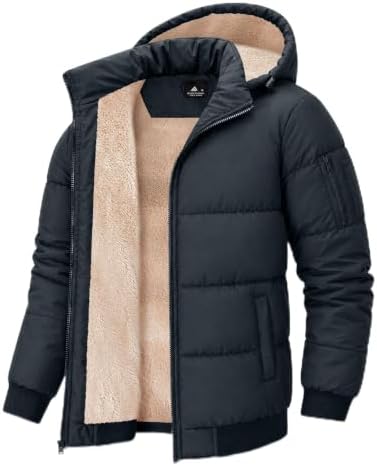 ZITY Herren Winterjacke mit abnehmbare Kapuze Winddicht Outdoor Jacke | Wasserabweisende Warm Gefüttert Fleecejacke Mit Taschen Für Winter Herbst Alltag