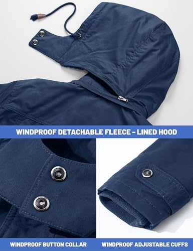 Image of TACVASEN Men's Jacket-Casual Winter Cotton Military Jacket Standard Length Thicken Hooded Cargo Coat