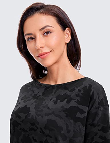 Crz Yoga Women's Pima Cotton Short Sleeve Shirts Loose Fit Gym Workout T-Shirt Athletic Casual Tops Camo Multi 6 Small #TOP3