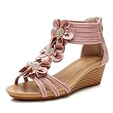 BEUTHOEM Wedge Sandals for Women Dressy Casual Summer Flower Cute Comfy Wedges Heels Beach Sandal Pi