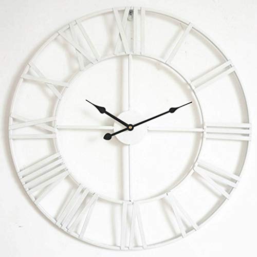 Q-HL Horloge Murale Horloge Murale Blanche européenne de la Mode en Fer forgé Horloge Romaine atmosphère Salon décoration Horloge silencieuse (Color : White, Size : 60cm) Cover