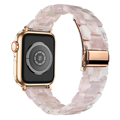 Wongeto Compatible with Apple Watch Strap Ultra 49mm 45mm 44mm 42mm,Lightweight Waterproof Resin Strap for iWatch Apple Watch Ultra Series 8 7 6 SE 5 4 3 2 1 Women Men (Flower Pink - Image 2