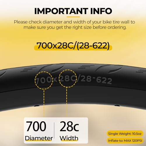 2-PCS 700C Bike Tires 700x28C/28-622, Floding Puncture Proof