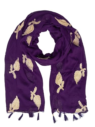 Image of YOUTHQUAKE Women's Golden Patti Work Embroidered Chiffon Dupatta for Womens & Girls With Latkan