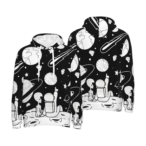 Sweat à capuche homme imprimé extraterrestre pour tenue décontractée - 7