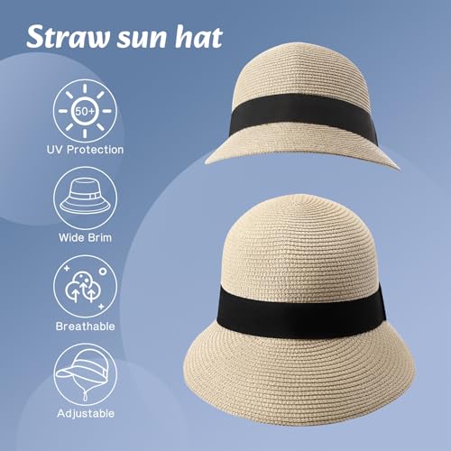 2 Pack Sombreros Visera de Verano para Mujer miniatura 5