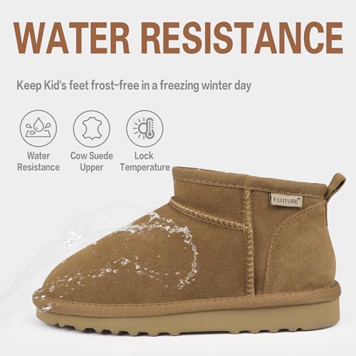 FANTURE Kids Snow Boots Boys Girls Winter Boots Cow Suede Warm Faux Fur Lined Durable Shoes(Little Kid/Big Kid)2
