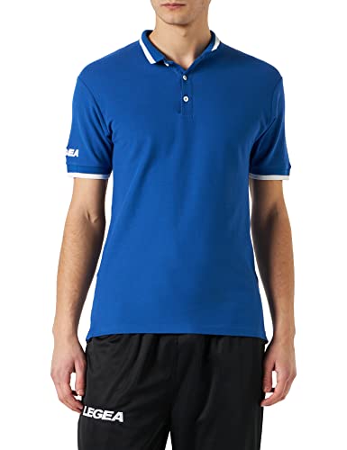 LEGEA Polo DACCA MC, Azul Claro-Blanco, S Hombre