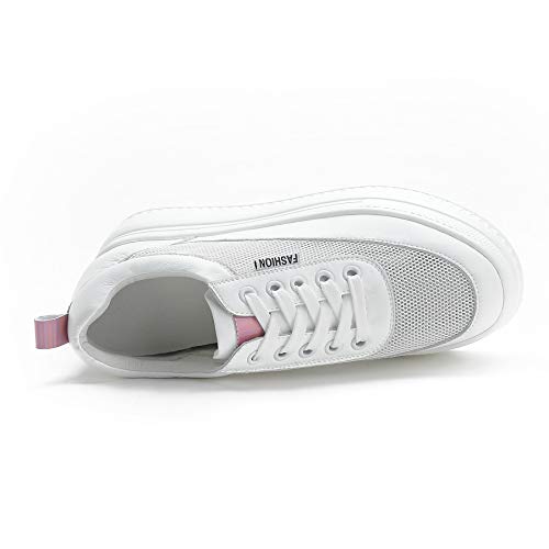 Image of ACE SHOCK Women Wedges Sneakers with Hidden Heel Ankle High Platform Walking Shoes Fashion Bride Wedding Shoes