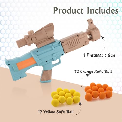 Image of Aditi Toys Space Explorer Pneumatic Gun Include 12 Orange & 12 Yellow Soft Foam Ball, for Indoor Outdoor Use Safe for Boys Girls, Above 5+ Age, BIS Approved