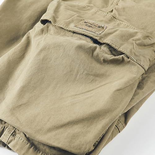 Generic Bermuda cargo masculina elástica com vários bolsos, cor sólida, leve, para trabalho ao ar li