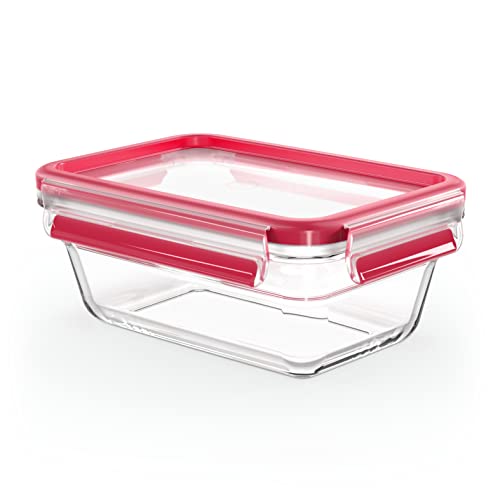 Tefal Masterseal Fresh Verre, Boîte alimentaire rectangulaire 0,85 L , Conservation des aliments, Empilable, Compatible four et congélateur N1040810, Transparent