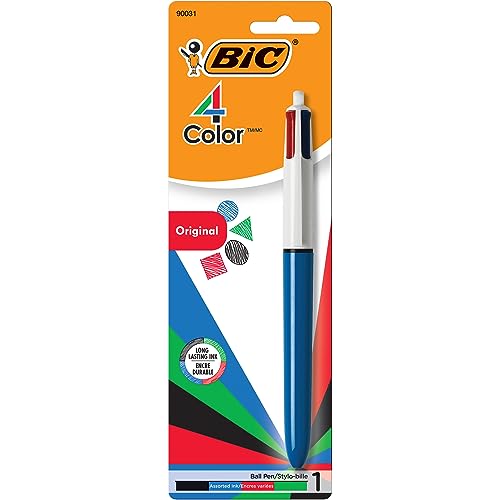 Image of BIC 4-Color Retractable Ballpoint Pen, 1.0 mm Medium Point, 1-Count | Four Vibrant Ink Colors | Comfortable Grip for Easy Writing | Durable Clip for Convenience, Ideal for School or Office Use