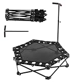 ROGONPDK Sechseckig Trampolin Faltbares mit Verstellbaren Griffen, MiniTrampolin, Fitness Trampolin Indoor, PlätzenTrampolin, Geeignet für Einkaufszentren, Wohnhäuser usw