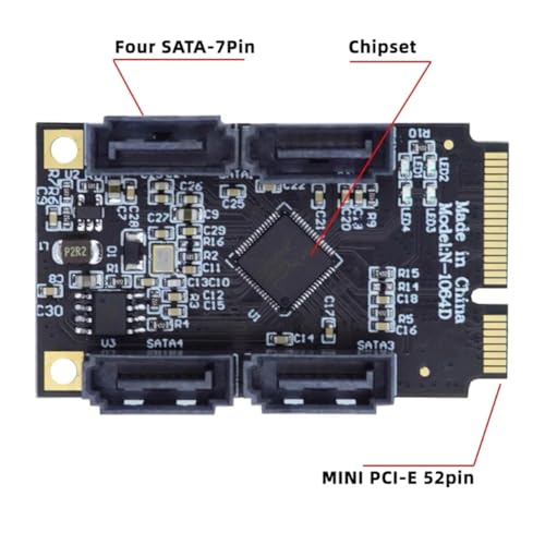 Adaptateur PCIe vers 4 Ports SATA 3.0 mini PCI Express A+E