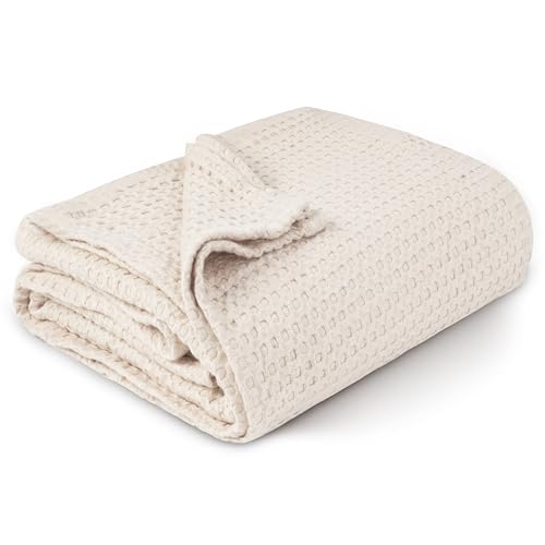 Image of MoHern 41’’x41’’ Waffle Baby Blanket, Newborn Swaddle Blankets for Boys and Girls, Soft and Lightweight Receiving Blankets, Breathable Baby Blankets Unisex and Neutral, Nursery Blanket, Beige