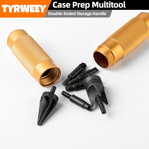 Case Prep Multitool, Case Chamfer Deburring Tools for Reloading, Primer Pocket Reamers and Cleaners for Removing Crimps (Orange)