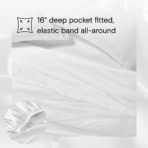 Sijo AiryWeight Tencel Sheet Set, 100% Lyocell Derived from Eucalyptus, Buttery Soft, Architectural Digest 2022 Best Cooling Sheets Winner - 3pc - 2 Pillowcases 1 Fitted (Snow, Cal King)