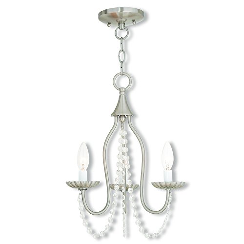 Livex Lighting 40793-91 Transitional Three Light Mini Chandelier from Alessia Collection in Pwt, Nckl, B/S, Slvr. Finish, Brushed Nickel