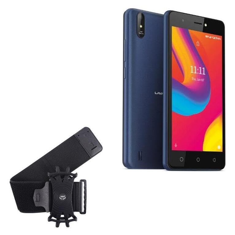 BoxWave Holster Compatible with Lava Z1 - ActiveStretch Sport Armband, Adjustable Armband for Workout and Running - Jet Black