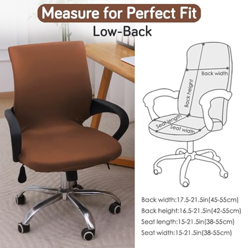 Image of HOKIPO 'SereneSolids' 140 GSM Office Chair Cover for Desk Chair (Low-Back) - 140 GSM Stretchable Fabric - Washable & Anti-Slip - Fits Small & Low-Back Office Chairs, Brown (AR-6222-BR-S)