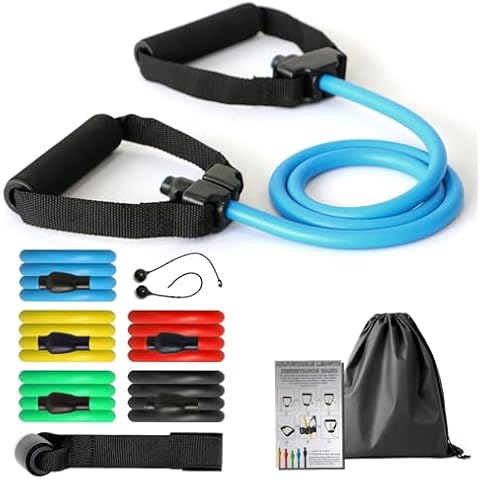 Professional Resistance Bands. Latex-Free, Work Out Bands, Stretch Bands for Working Out Women or Men, Exercise Bands Set for Physical Therapy (with Handle) Cover