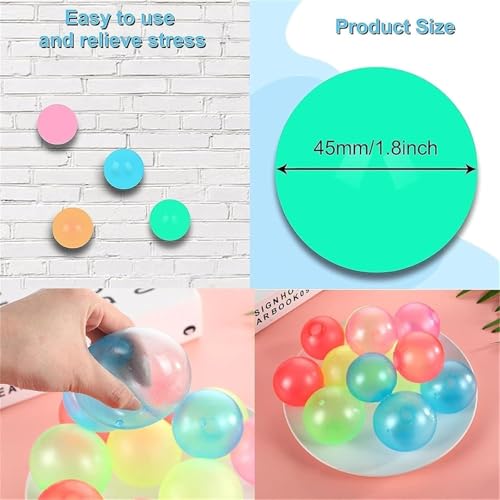Glows in The Dark Sticky Balls, Bounce Back to You, Glow in The Dark Sticky Balls That Stick to The Ceiling, Sticky Glows Stress Balls Fidget Toys, Stress Balls for Kids and Adults (4Pcs)