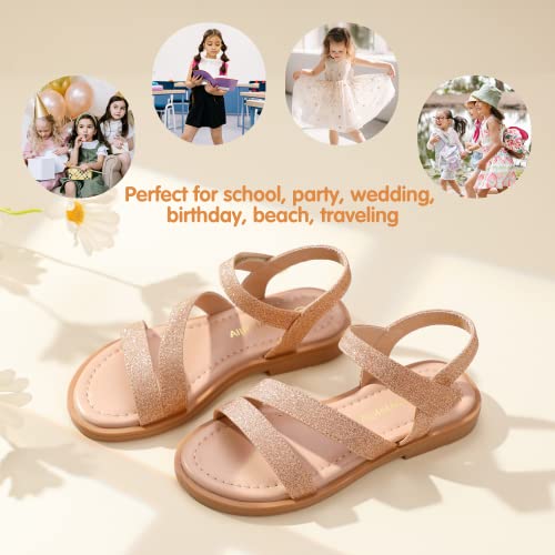 Pandaninjia Girls Sandals Rose Gold Toddler Little Big Kid Pnruth Open Toe Summer Shoes Size 4 Sandals thumb #4
