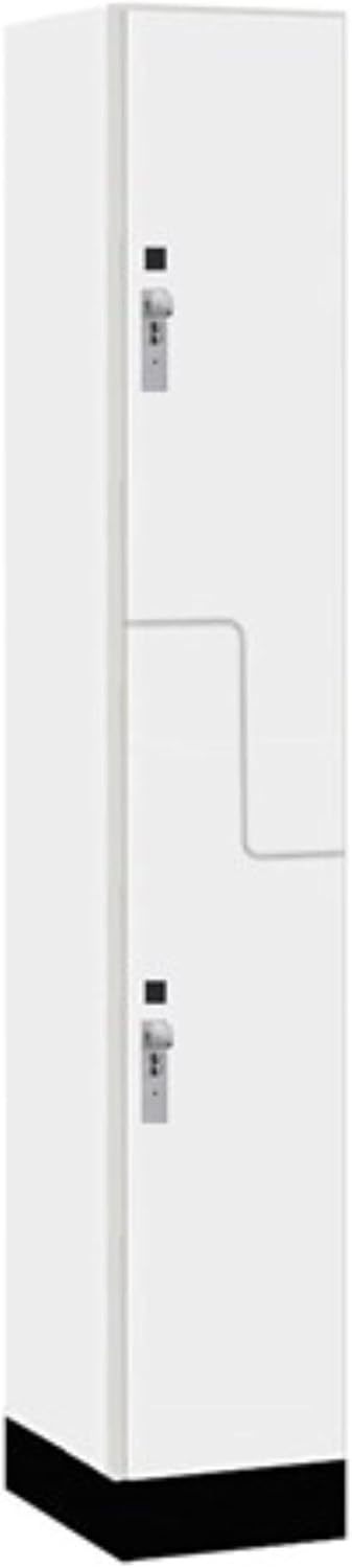 Salsbury Industries 12" Wide Premier Wood Locker-Double Tier 'S' Style-1 Wide-6 Feet High-18 Deep-Arctic White-Silver Hasps