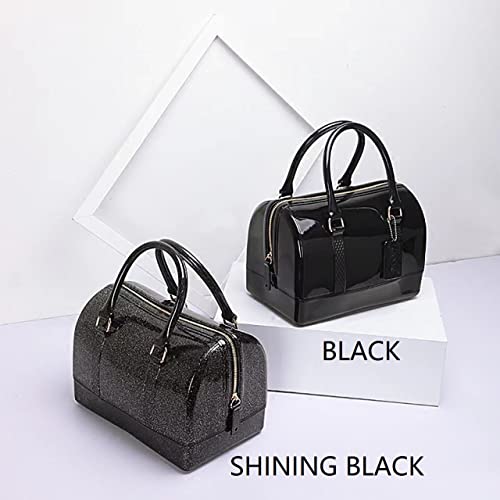 Image of Ladies Summer Jelly Pillow-shaped Top Handle Handbag Candy Color Transparent Crystal Purse