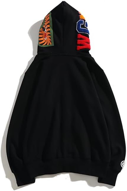 Miniatura 3 de Sudadera con capucha y cremallera de doble capa con diseño de tiburón Sudadera de moda juvenil con cremallera completa para hombre de estilo hip hop