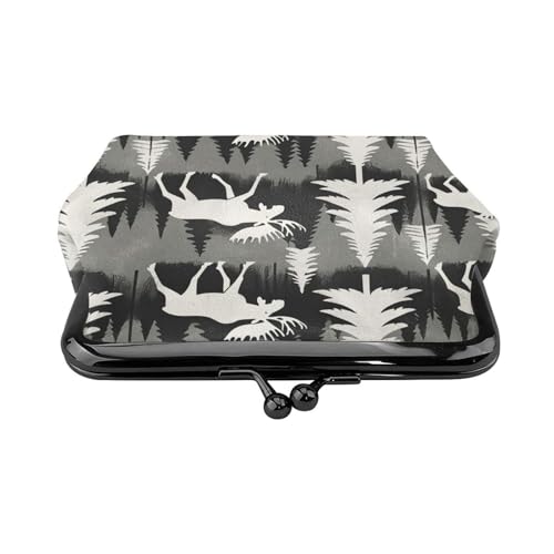 Pu Leather Buckle Coin Purse Moose-Trot-Vintage Girls Kiss-Lock Change Purse Wallets2