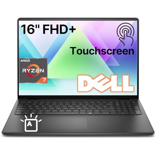Image of Dell 16 FHD+ Touchscreen Business Laptop | AMD Ryzen 7 CPU(Beat i7-1355U) | 8GB RAM | 256GB PCle SSD | AI Copilot Key | Backlit Keyboard | Wi-Fi 6 | Windows 11 | for Work & Study